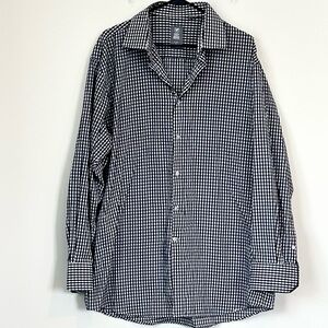 Stacy Adams Black and White Gingham Check Dress Shirt - Size: 2XL